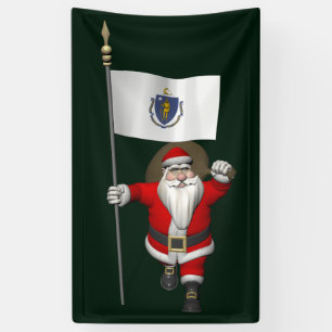 Banderoles Le Père Noël Au Drapeau Du Massachusetts