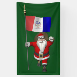 Banderoles Le Père Noël Avec Le Drapeau De Cleveland Ohio