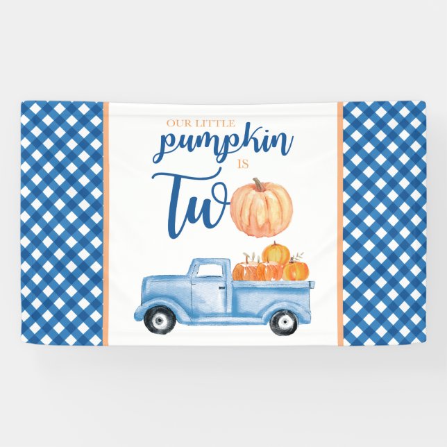 Banderoles Le petit Citrouille est DEUX 2e camion bleu annive (Horizontal)