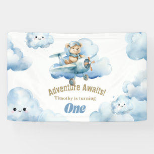 Banderoles Le premier vol d'anniversaire de Teddy : un drapea