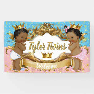 Banderoles Le prince/princesse africains Pink/bleu et or