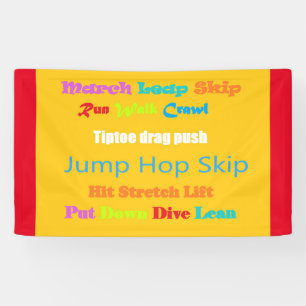 Banderoles Leap Hop Skip Lean Text Design couleurs mélangées