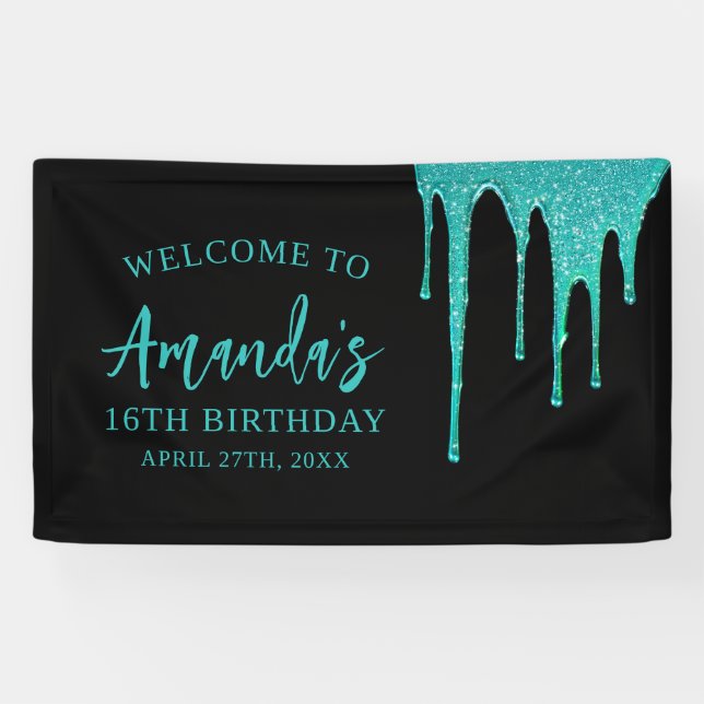 Banderoles Lecteurs de Parties scintillant Turquoise moderne  (Horizontal)