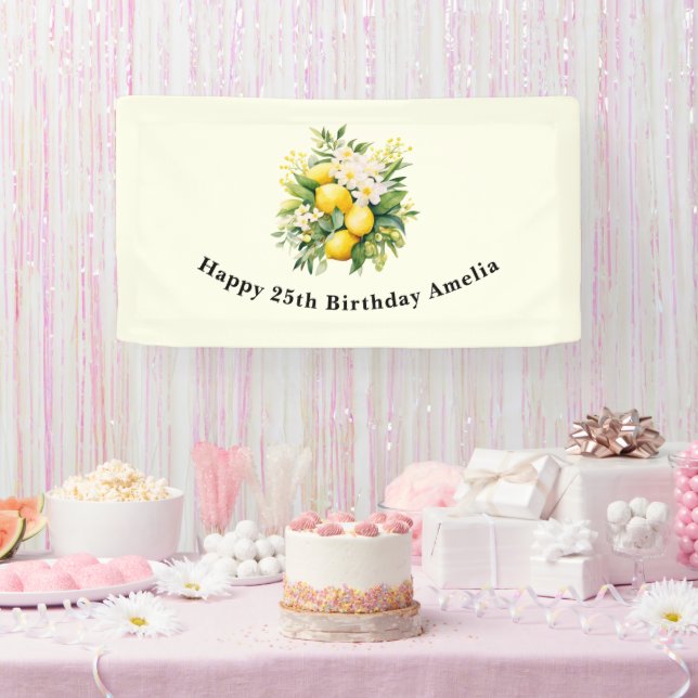Banderoles Lemon Bouquet with White Blossoms Birthday (Fête)