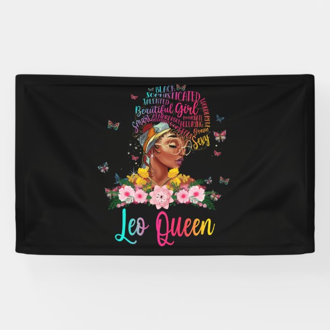 Banderoles Leo Queen Black Femmes Persistent Belle (Horizontal)