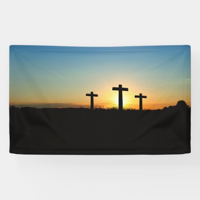 Banderoles Les croix de crucifixion au coucher du soleil (Horizontal)