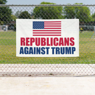 Banderoles Les Républicains contre Trump et le drapeau améric