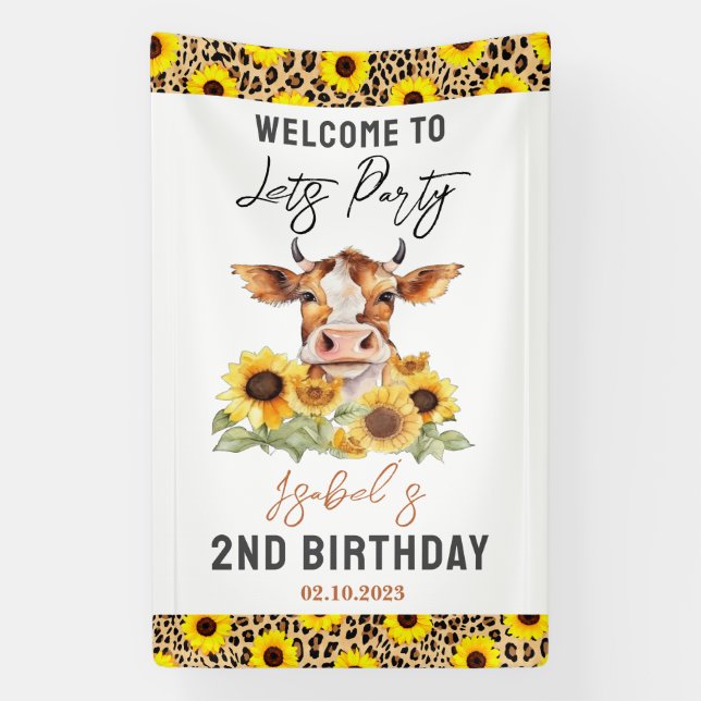 Banderoles Let's Party Till the Cows Come Home 2nd Birthday (Verticale)