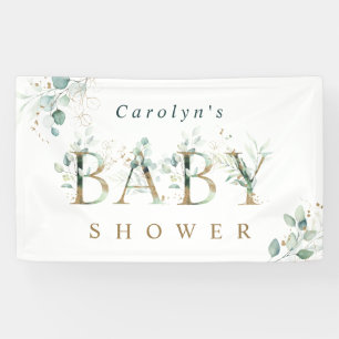 Banderoles LETTRE BOtanique D'OR Eucalyptus Baby shower