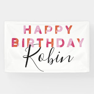 Banderoles Lettres roses style simple Personnalisé Anniversai