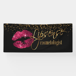Banderoles Lèvres Roses Chaudes Avec Confetti Parties scintil