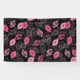 Banderoles Lèvres roses embrasser Motif Black Ver