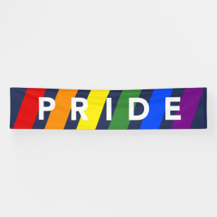 Banderoles LGBTQ FIDE Rainbow Stripes sur Navy Blue
