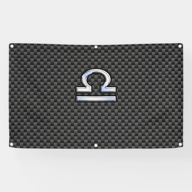 Banderoles Libra Zodiac Sign on Black Carbon Fibre Print (Horizontal)