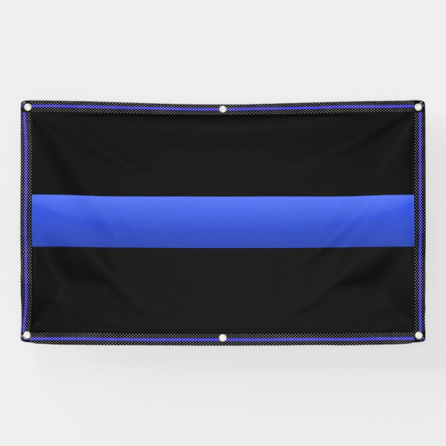 Banderoles Ligne Bleue Mince Avec Bordure Étoile (Horizontal)