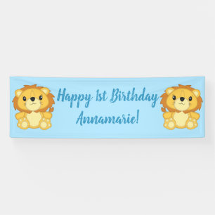 Banderoles Lion Anniversaire Bleu
