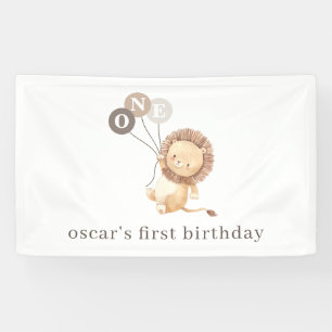 Banderoles Lion avec 3 ballons Brown 1er anniversaire