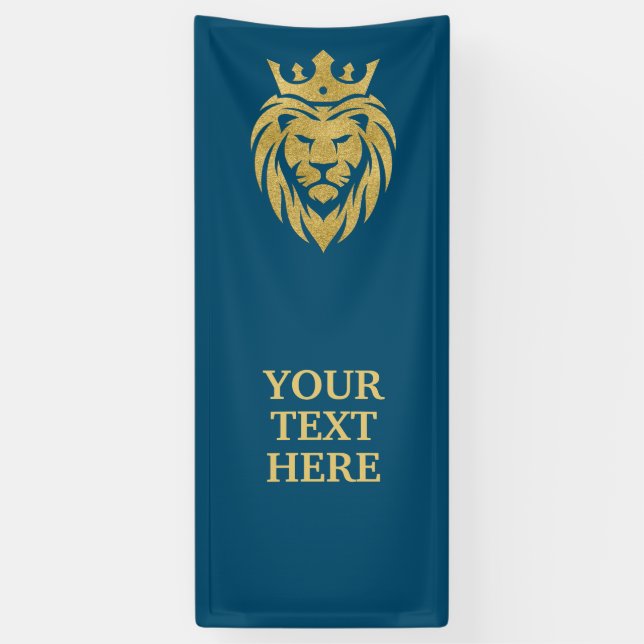 Banderoles Lion Avec Couronne - Style Or 3 (Vertical)