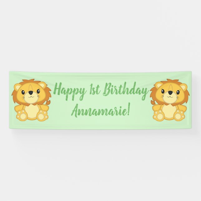 Banderoles Lion fête d'anniversaire Green (Horizontal)
