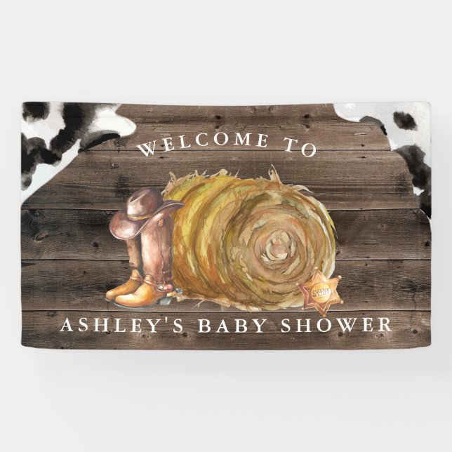 Banderoles Little Cowboy | Baby shower occidental Bienvenue (Horizontal)