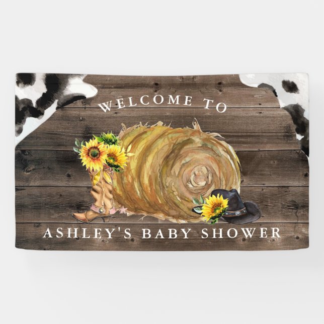Banderoles Little Cowgirl | Baby shower occidental Bienvenue (Horizontal)