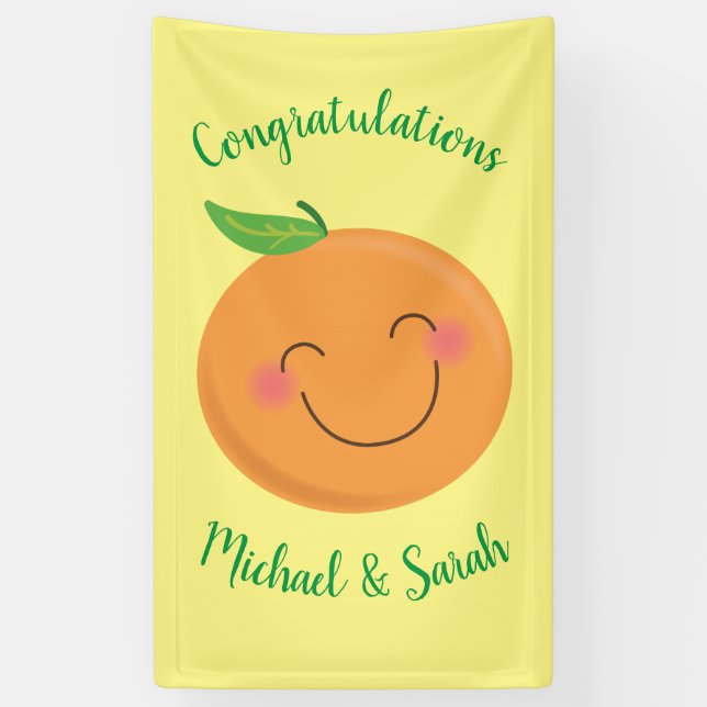 Banderoles Little Cutie Tangerine Baby shower Genre Neutre (Vertical)
