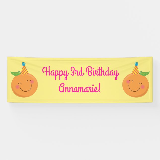 Banderoles Little Cutie Tangerine fête d'anniversaire (Horizontal)