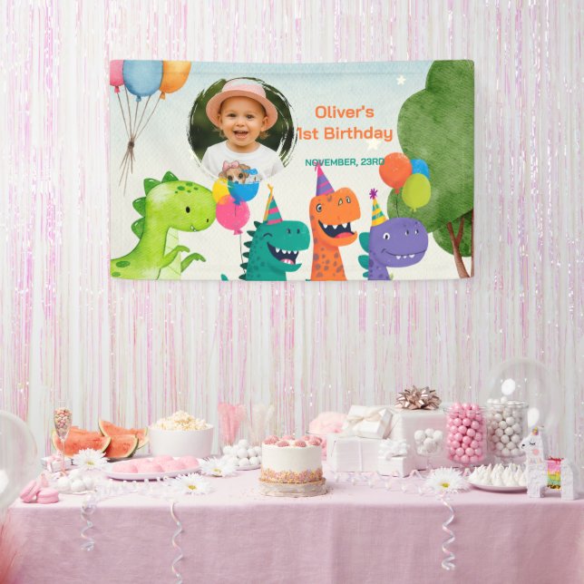 Banderoles Little Dino 1st Birthday Banner (Fête)