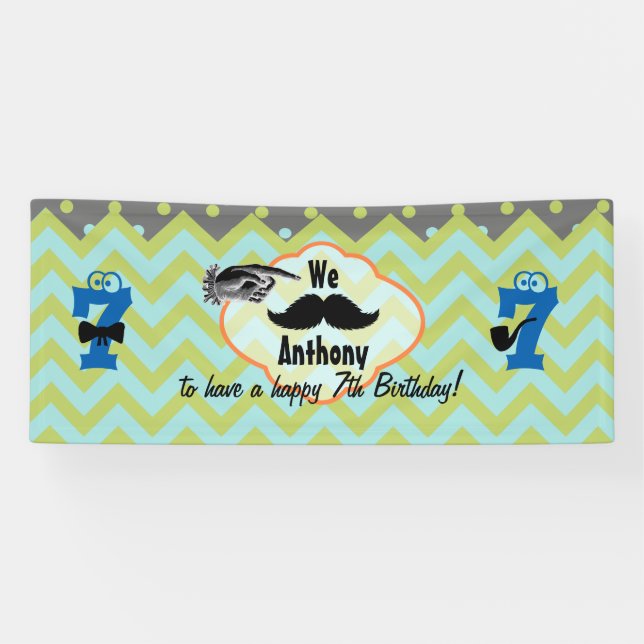 Banderoles Little Man Mustache fête d'anniversaire n'importe  (Horizontal)