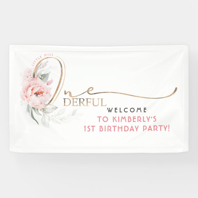 Banderoles Little Miss Onederful 1er anniversaire Bienvenue (Horizontal)