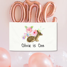 Banderoles Little Pink Fleur sauvage Woodland 1er anniversair