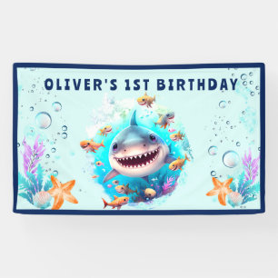 Banderoles Little Shark Boy Première fête d'anniversaire