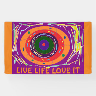 BANDEROLES LIVE LIFE L'AIME DANS PURPLE ORANGE ART DESIGN