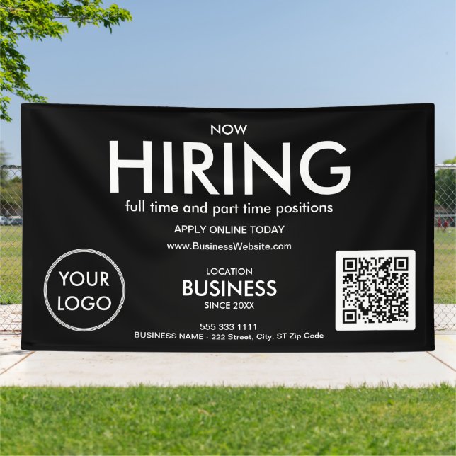 Banderoles Location moderne Black Business Logo QR Code (Dehors)