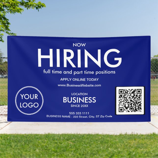 Banderoles Location moderne Blue Business Logo Code QR (Dehors)