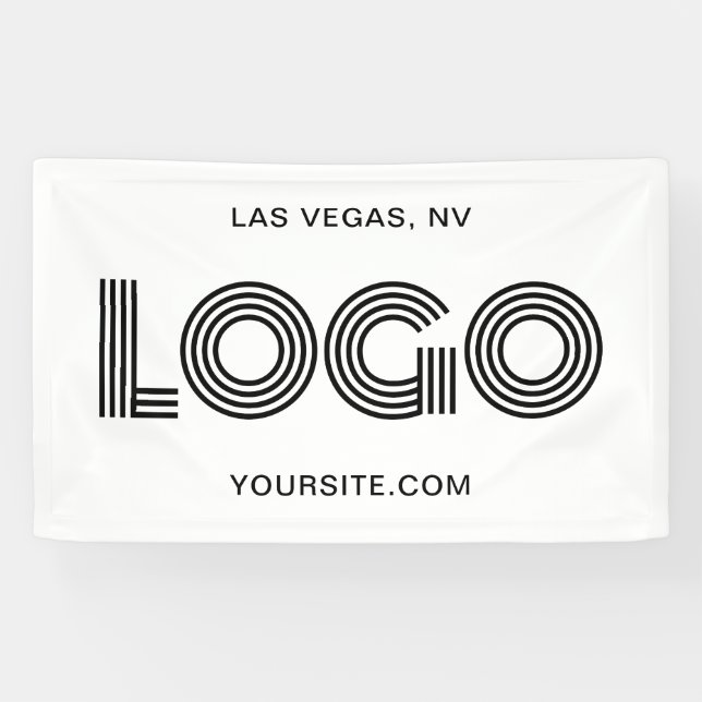Banderoles Logo blanc et noir moderne grand rectangulaire (Horizontal)
