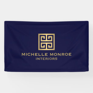 Banderoles Logo classique grec Key Designer Gold/Navy Blue