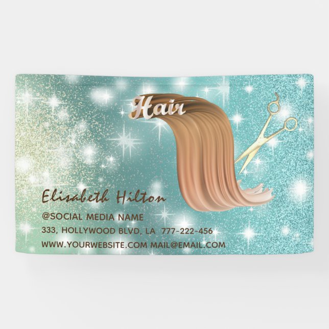 Banderoles Logo de cheveux moderne tendance brillant (Horizontal)