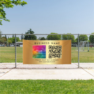 Banderoles Logo de code QR d'entreprise Gold Horizontal extér