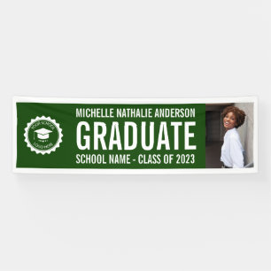 Banderoles Logo de l'école Graduation Photo Vert blanc