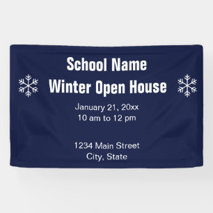 Banderoles Logo de l'école Maison ouverte d'hiver Bleu et bla