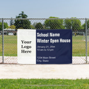 Banderoles Logo de l'école Maison ouverte d'hiver Bleu et Bla