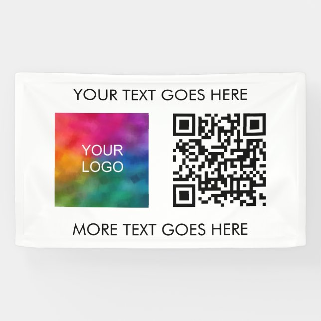 Banderoles Logo de l'entreprise Code QR Modèle élégant modern (Horizontal)