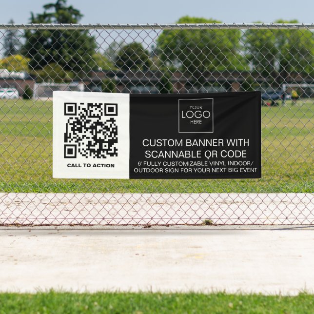 Banderoles Logo de l'entreprise Code QR personnalisé Vinyl in (En situation)