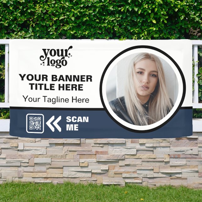 Banderoles Logo de l'entreprise QR Code photo intérieur extér (Créateur téléchargé)