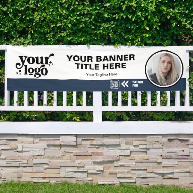 Banderoles Logo de l'entreprise QR Code photo intérieur extér (Créateur téléchargé)