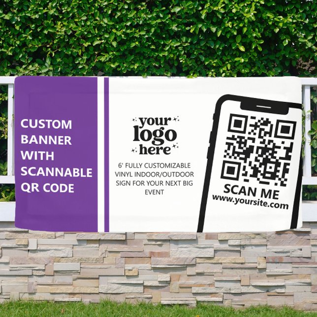 Banderoles Logo de l'entreprise QR Code Vinyl Purple Intérieu (Créateur téléchargé)