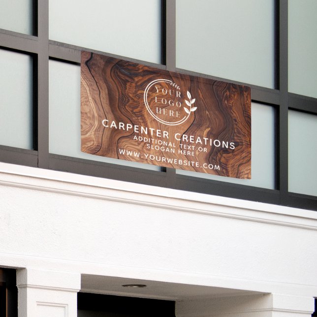 Banderoles Logo de menuiserie en bois moderne élégant (Bâtiment extérieur)