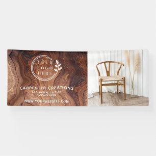 Banderoles Logo de menuiserie en bois moderne et élégant Phot