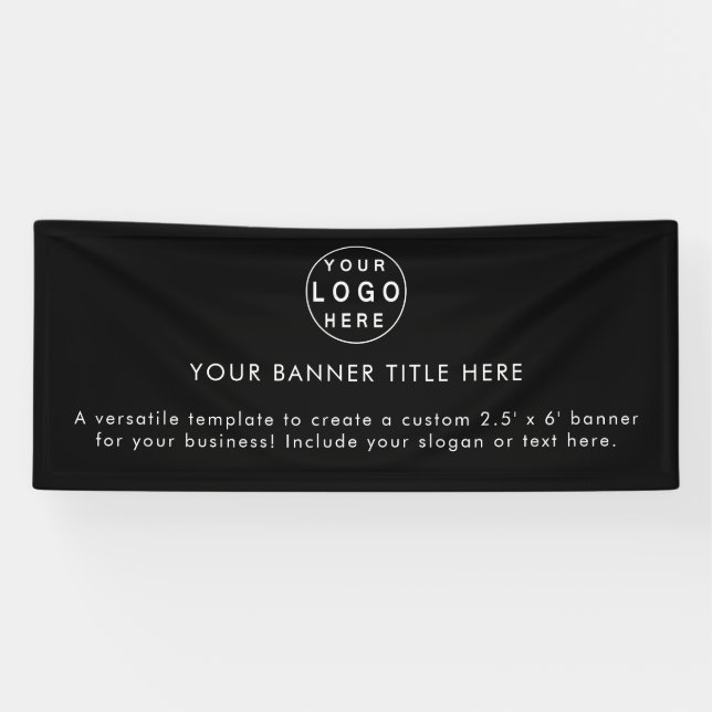 Banderoles Logo d'entreprise | Black Modern Advertising 6' Ba (Horizontal)